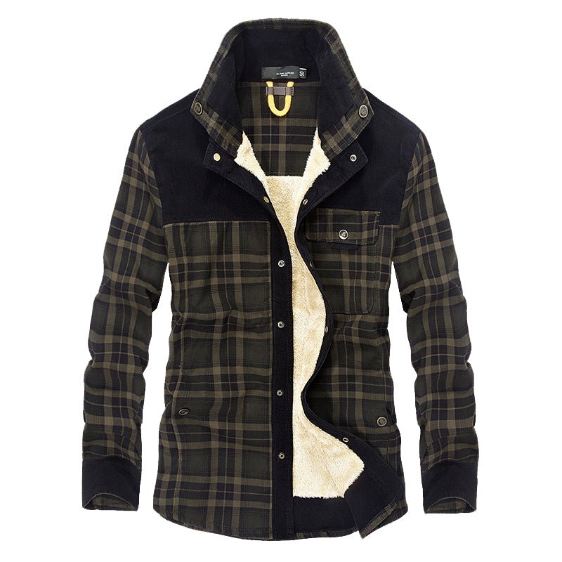 Heren Jas Geruit Fleece Lederlook met Kraag