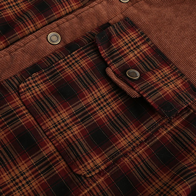Heren Jas Geruit Fleece Lederlook met Kraag
