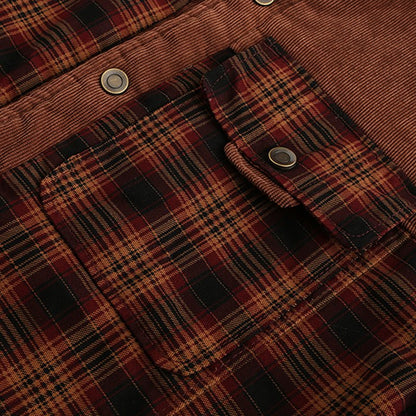 Heren Jas Geruit Fleece Lederlook met Kraag