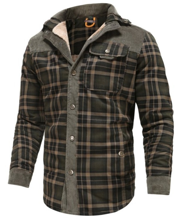 Heren Jas Geruit Fleece Lining en Kraag