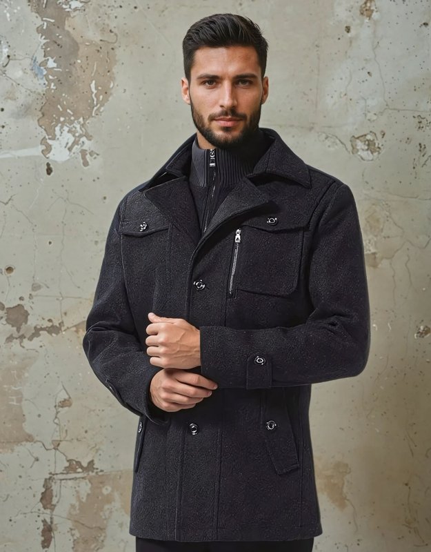 Heren Trenchcoat Waterdicht met Afneembaar Kraag