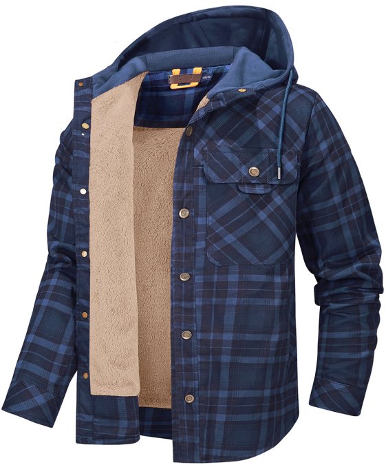 Heren Winterjas Geruit Fleece Lijn Warm en Waterdicht