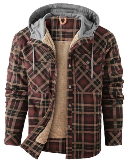 Heren Winterjas Geruit Fleece Lijn Warm en Waterdicht