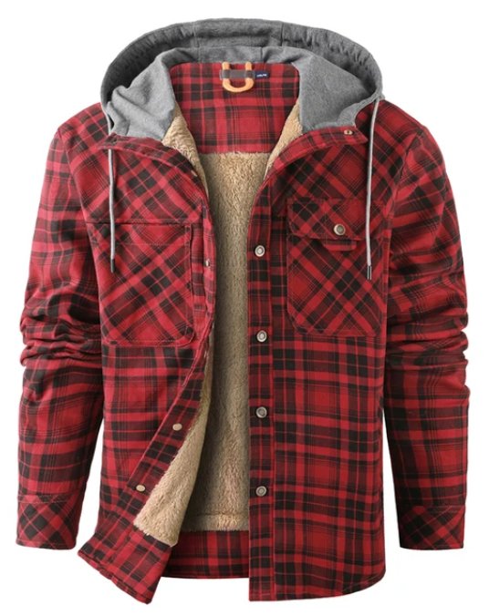 Heren Winterjas Geruit Fleece Lijn Warm en Waterdicht