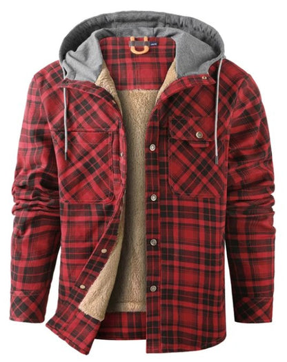 Heren Winterjas Geruit Fleece Lijn Warm en Waterdicht