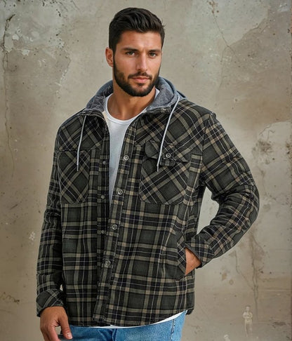 Heren Winterjas Geruit Fleece Lijn Warm en Waterdicht