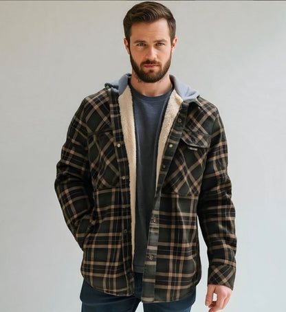 Heren Winterjas Geruit Fleece Lijn Warm en Waterdicht