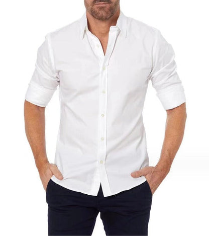 Heren Overhemd Wit Slim Fit Klassieke Stijl
