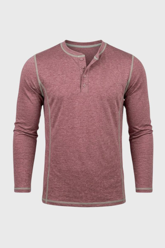 Herense Henley Shirt Lange Mouw Klassiek Casual Model - StudioMarella