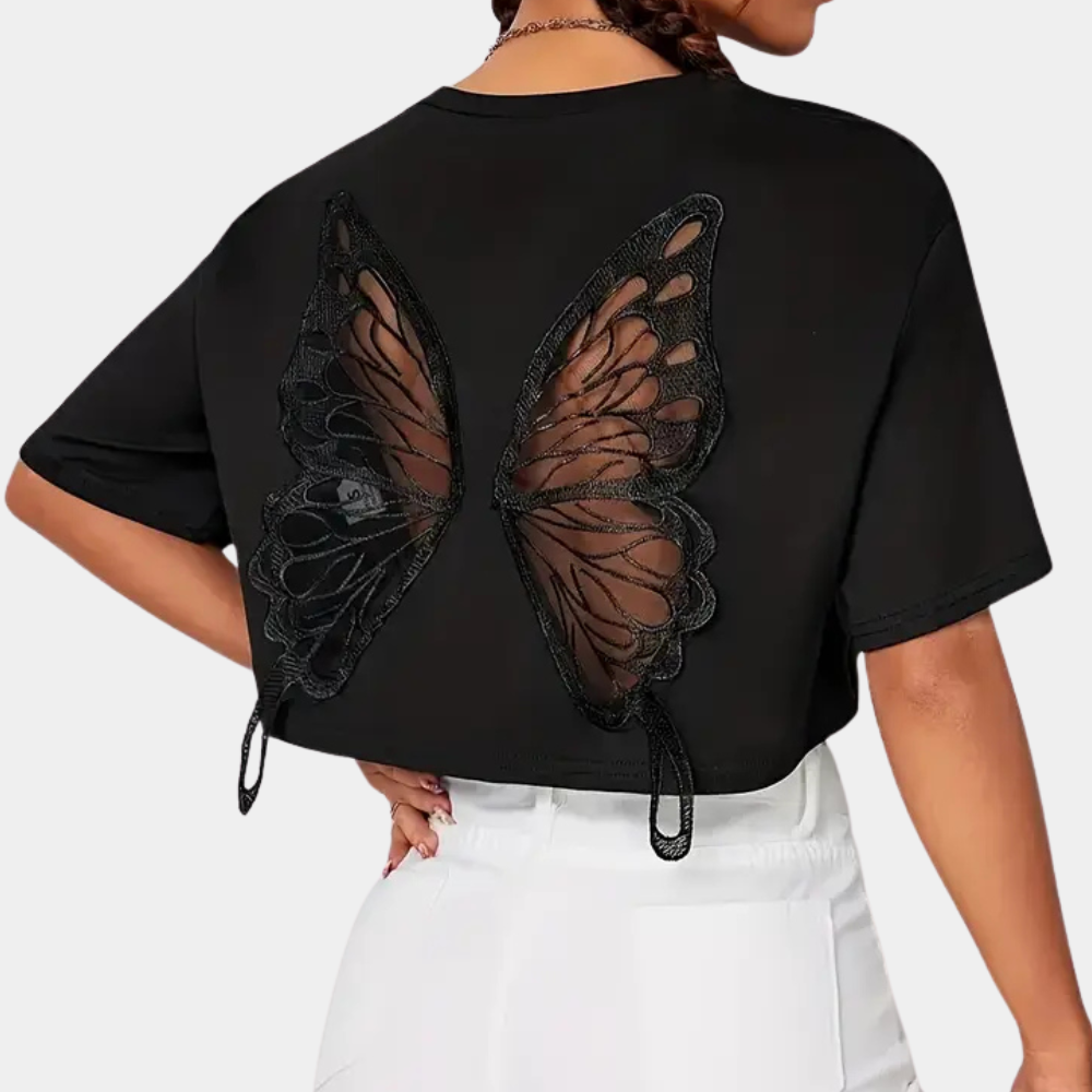 Vlinder T-Shirt Korte Mouw Vrouw