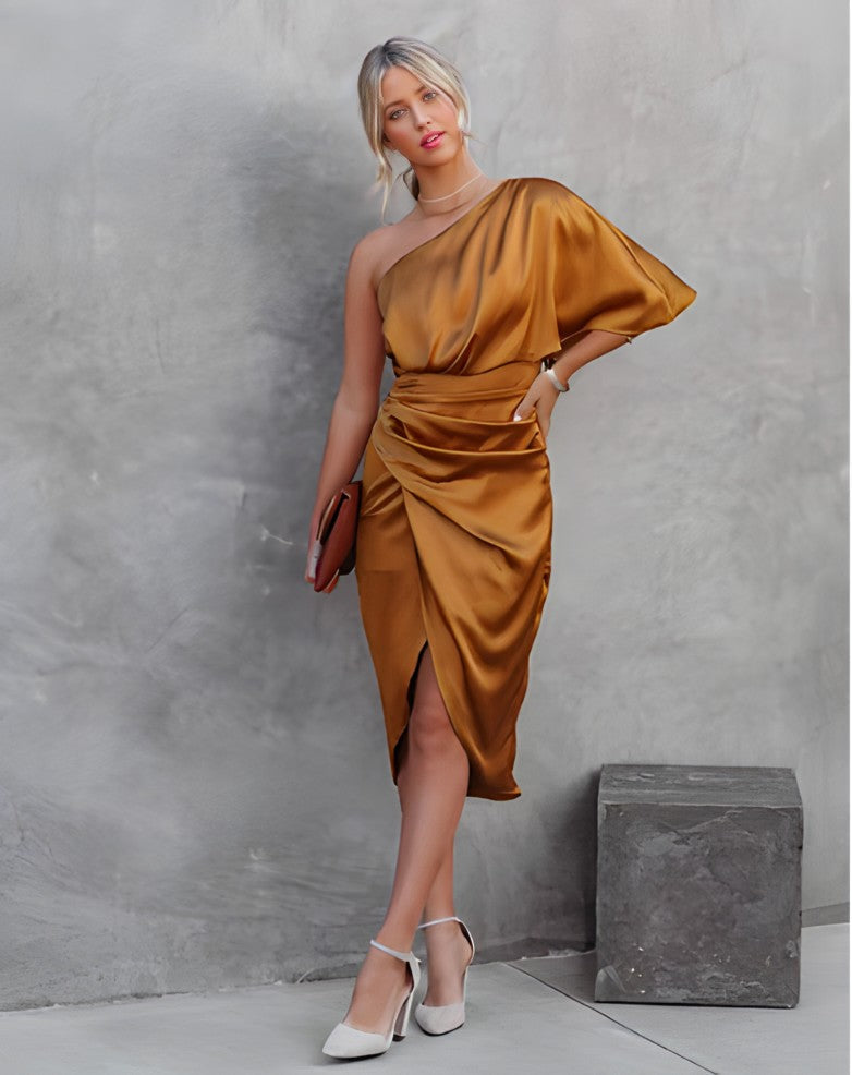 Luxe Avondjurk Zijde Dames Elegant Chic