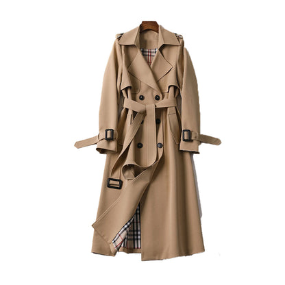 Trenchcoat Dames Dubbele Knopen Geruit klassiek design
