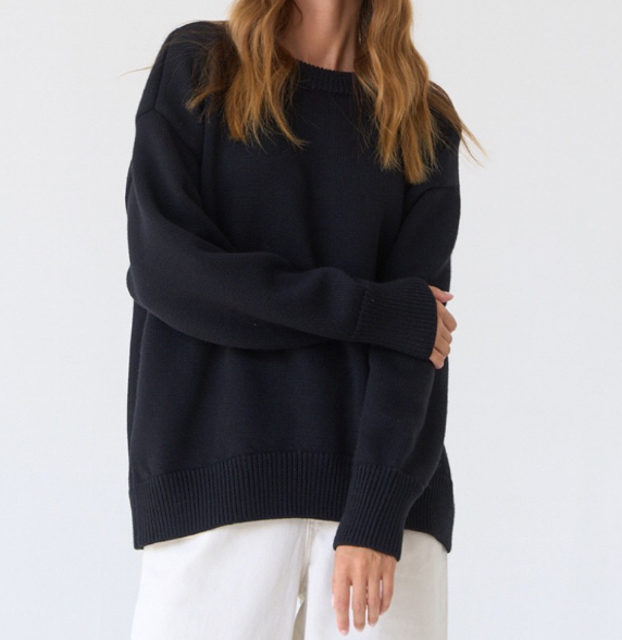 Damestrui Gebreid Oversized Ronde Hals Losse Fit