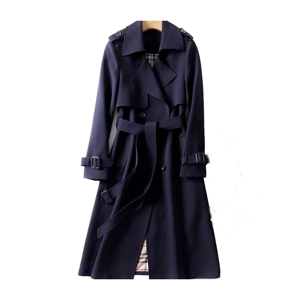 Trenchcoat Dames Dubbele Knopen Geruit klassiek design