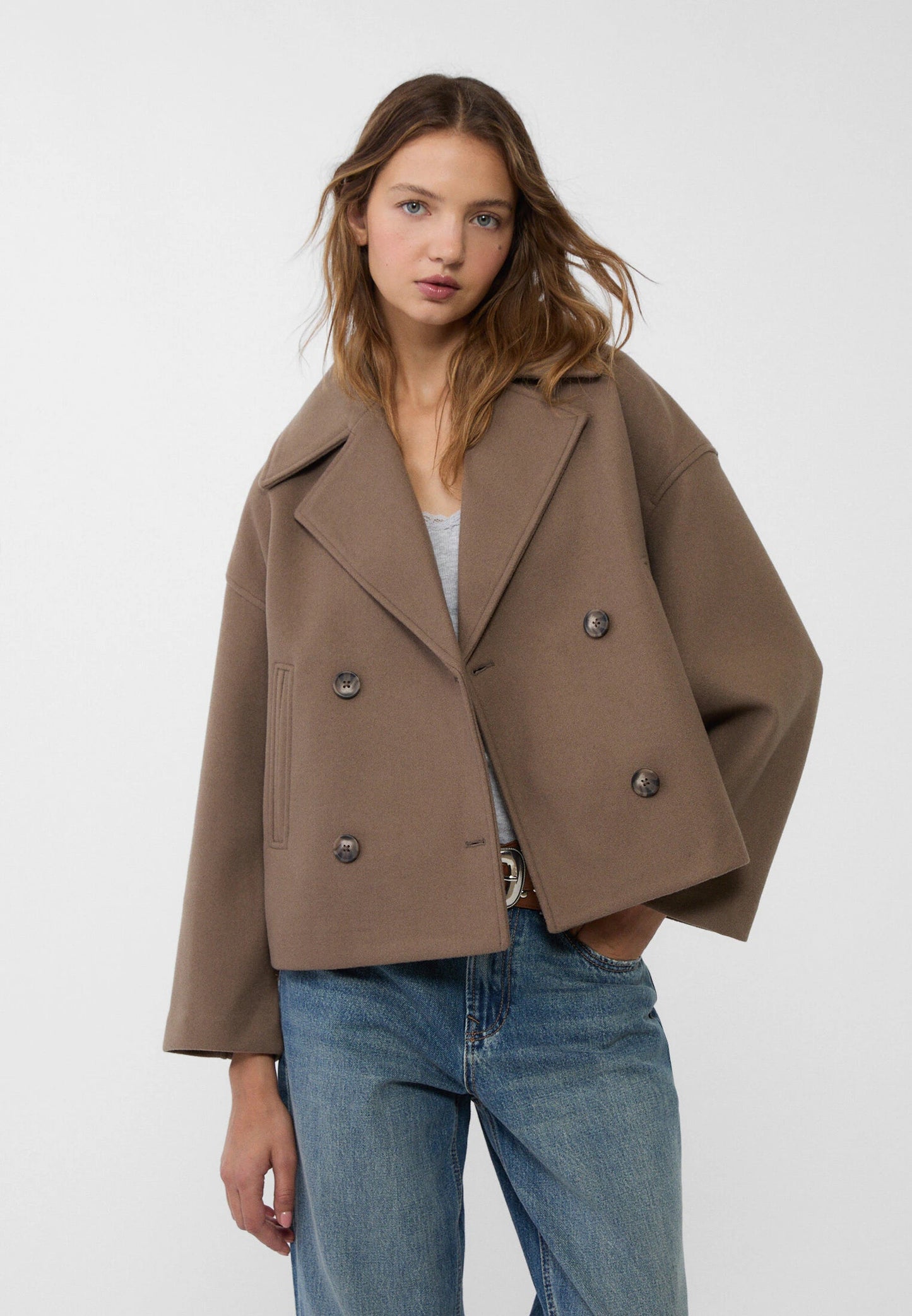 Korte Double Breasted Jas voor Vrouw Anna Stijl