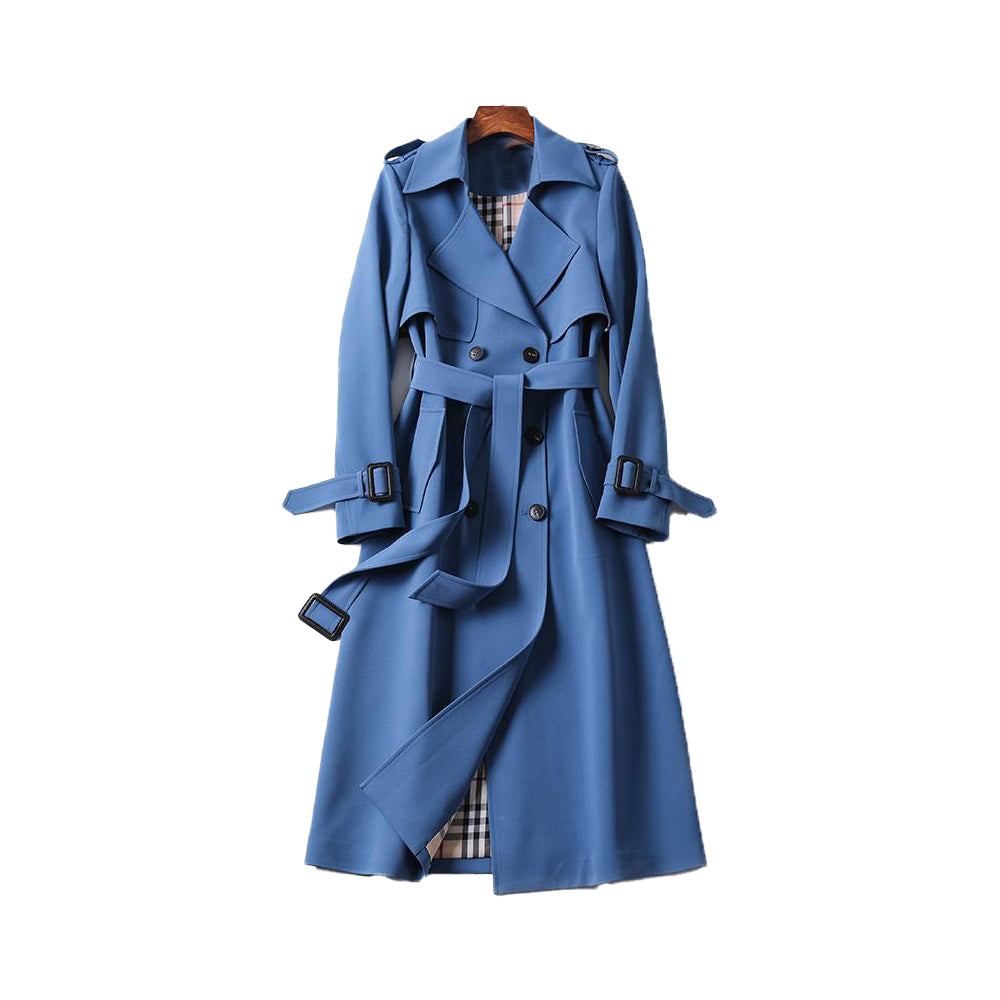 Trenchcoat Dames Dubbele Knopen Geruit klassiek design