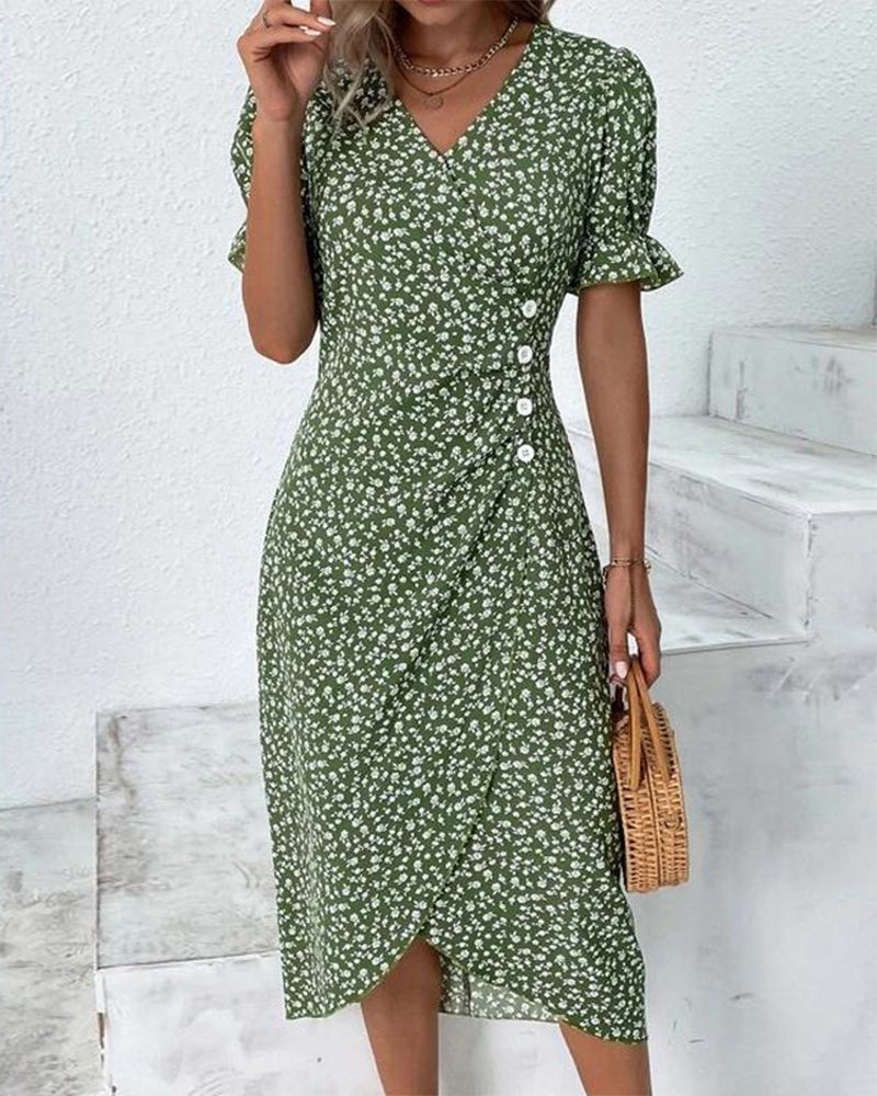 Zomerjurk Bloemenprint Licht Roze Jurk voor Vrouw