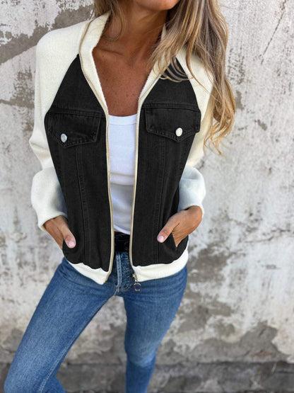 Dames Fleecejas Blauw Trendy Mouwjas voor Outdoor