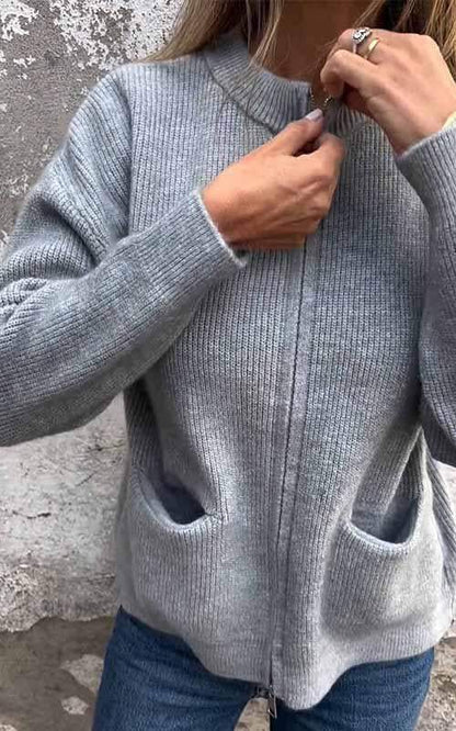 Damesvest Zwart Gebreid Met Ritssluiting
