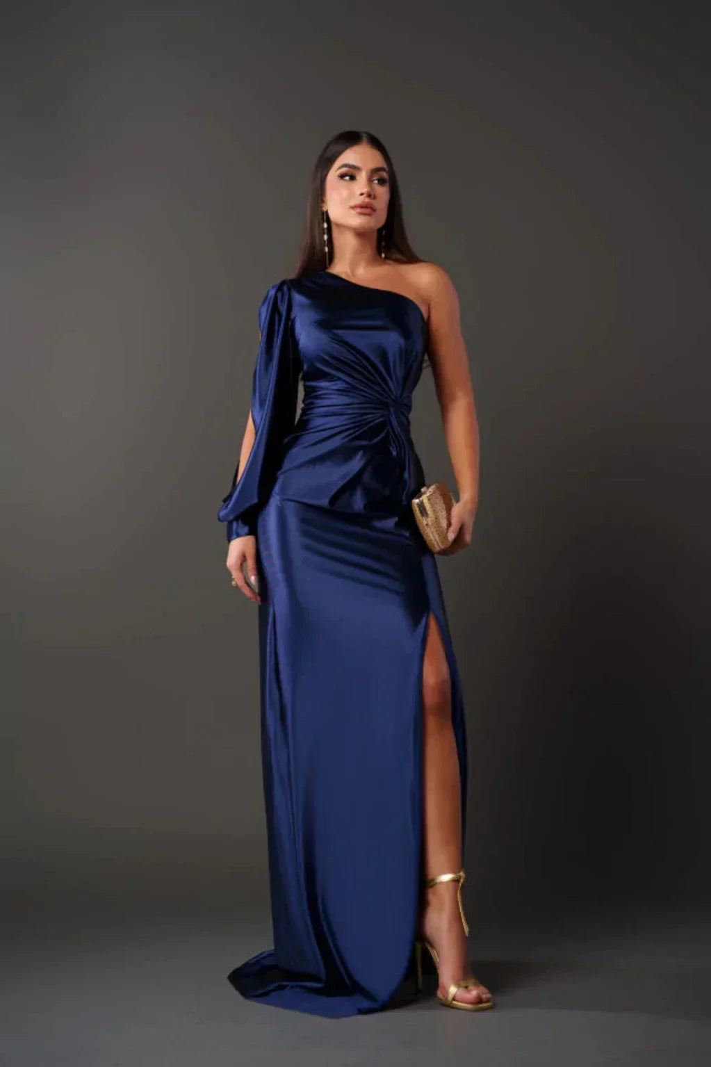 Dames Satijnen Jurk One-Shoulder Stijl