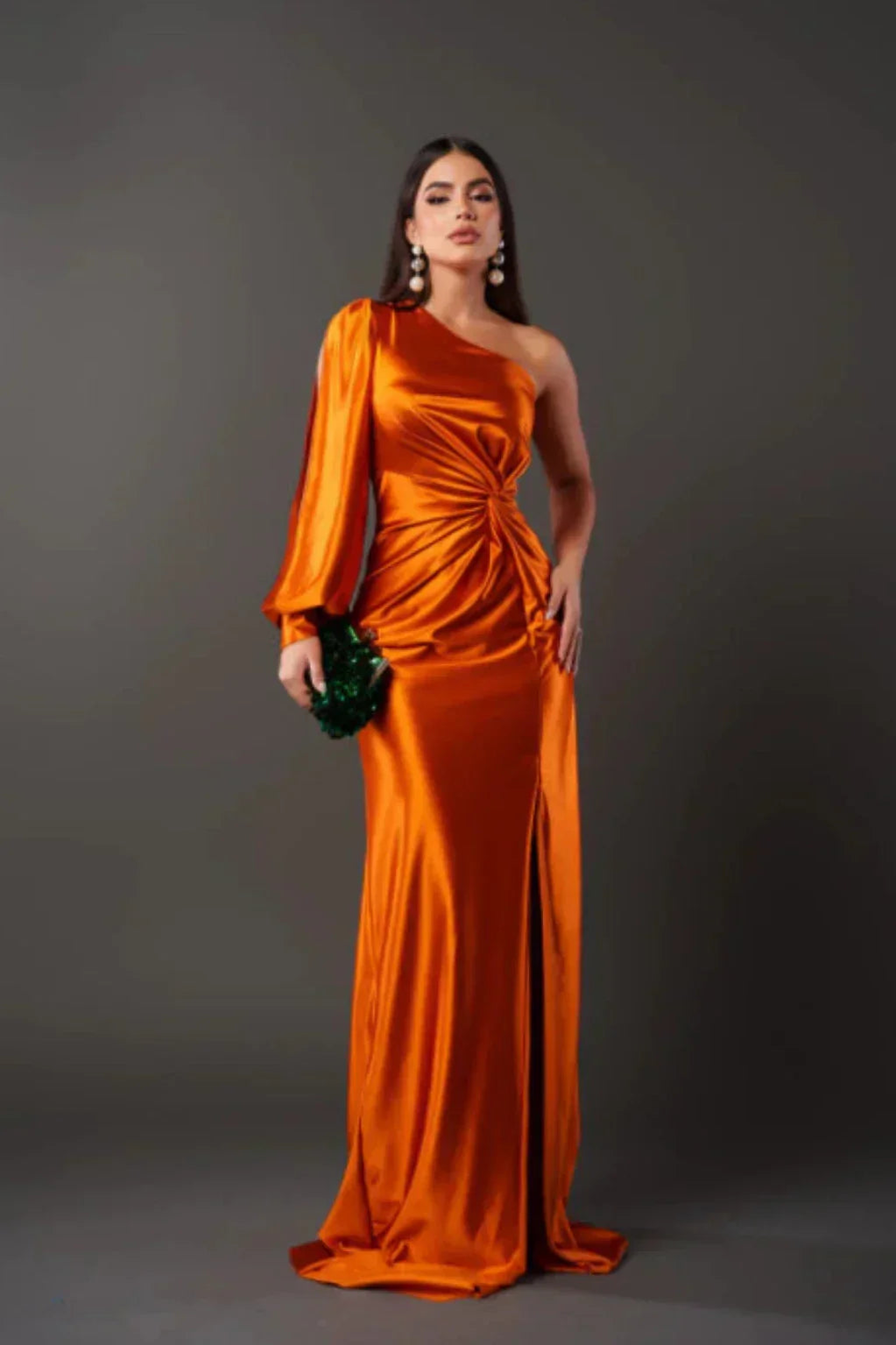 Dames Satijnen Jurk One-Shoulder Stijl