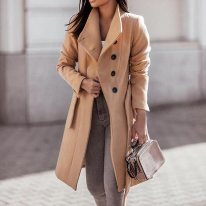Dames Trenchcoat Klassiek met Dubbele Knopen Sluiting