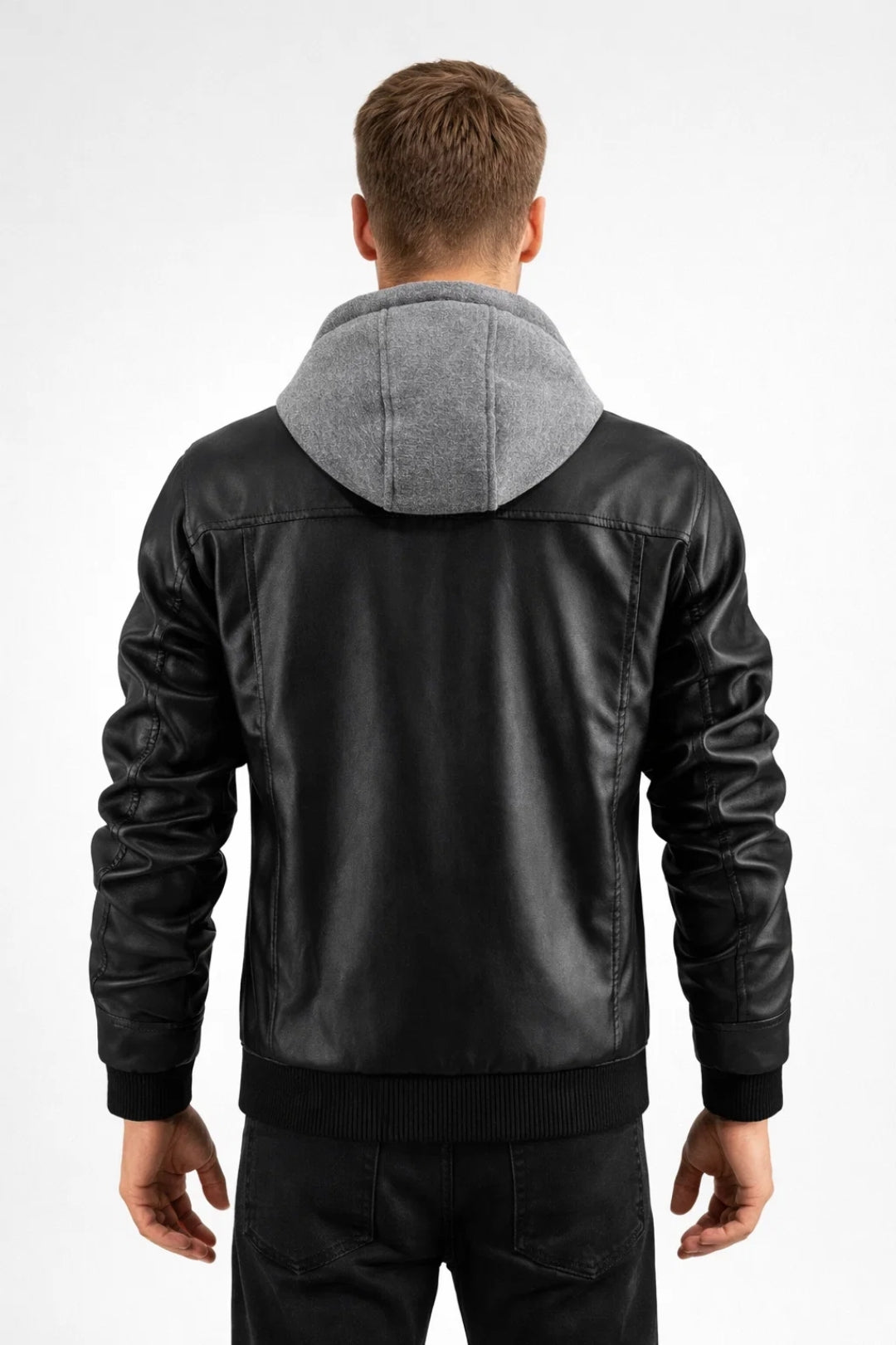 Leren Biker Jas Heren met Capuchon en Gewatteerd