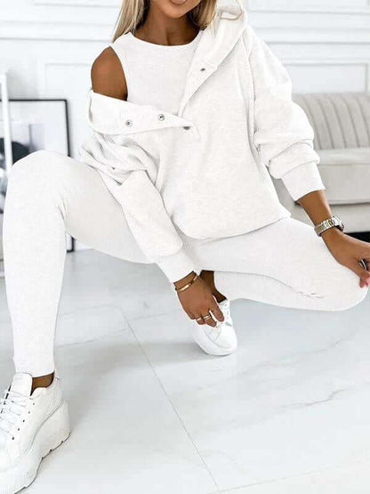 Dames Hoodie Set Fleece - Zachte Joggingbroek en Trui met Capuchon