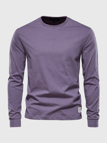 Heren Katoenen Longsleeve met Ronde Hals Comfortabel