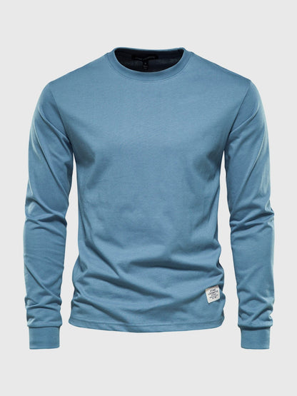 Heren Katoenen Longsleeve met Ronde Hals Comfortabel