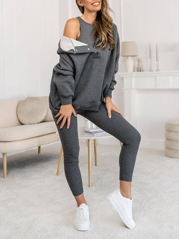 Dames Hoodie Set Fleece - Comfortabele Trui met Broek