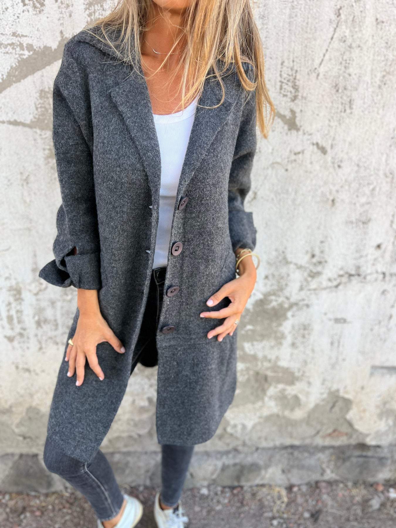 Damesjas Lange Casual Stijlvol met Revers
