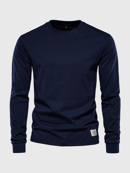 Heren Katoenen Longsleeve met Ronde Hals Comfortabel
