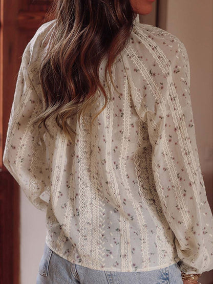 Vrouwen Blouse Bloemen Geborduurd Chiffon