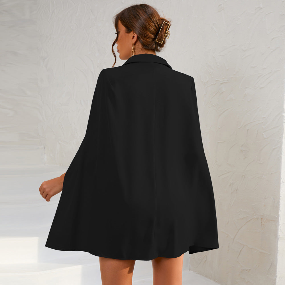Vrouwen Blazer Jurk Met Cape en Riempje
