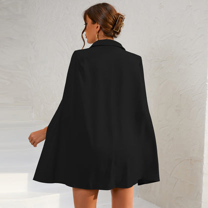 Vrouwen Blazer Jurk Met Cape en Riempje