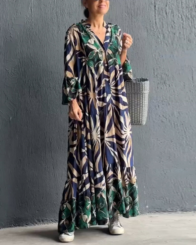 Loose fit bedrukte vakantiejurk in de kleur Blauw voor dames in stijl ideaal voor de lente.