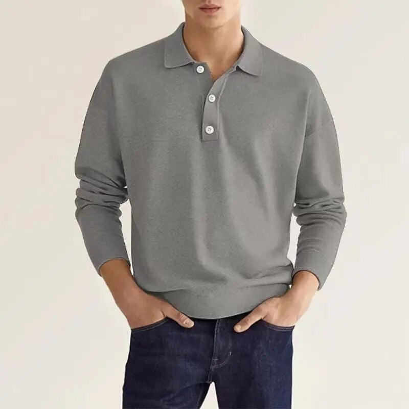 Heren Poloshirt Lange Mouw Klassiek Design