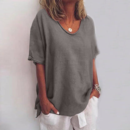 Dames Blouse V-hals Korte Mouw