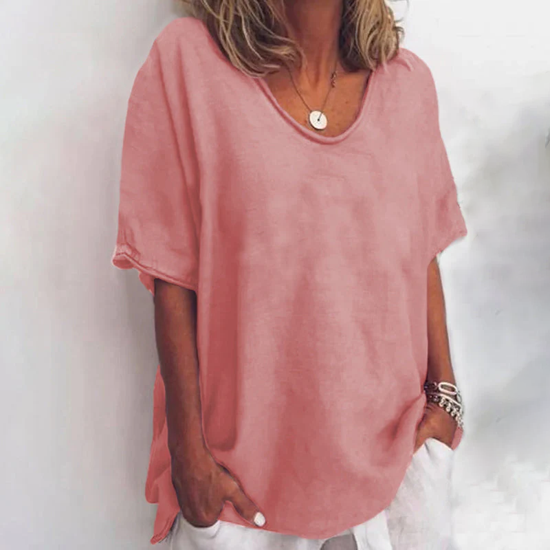 Dames Blouse V-hals Korte Mouw
