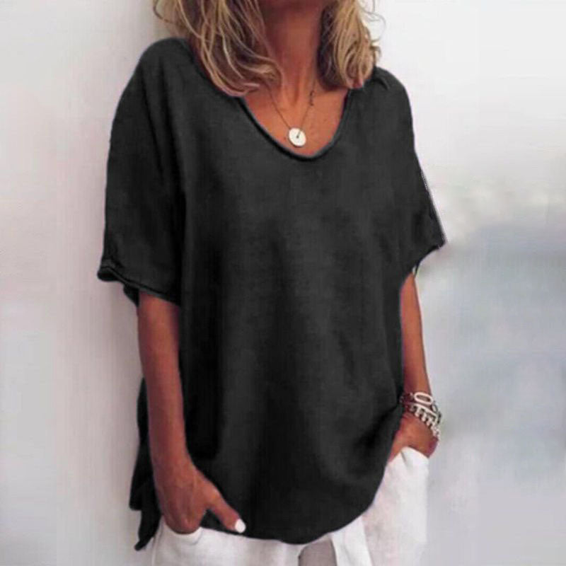 Dames Blouse V-hals Korte Mouw