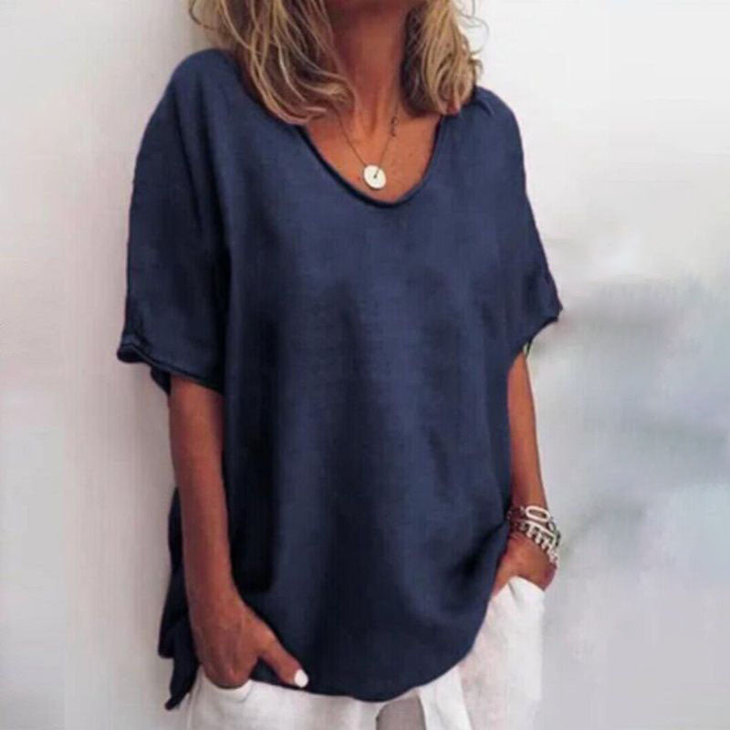Dames Blouse V-hals Korte Mouw