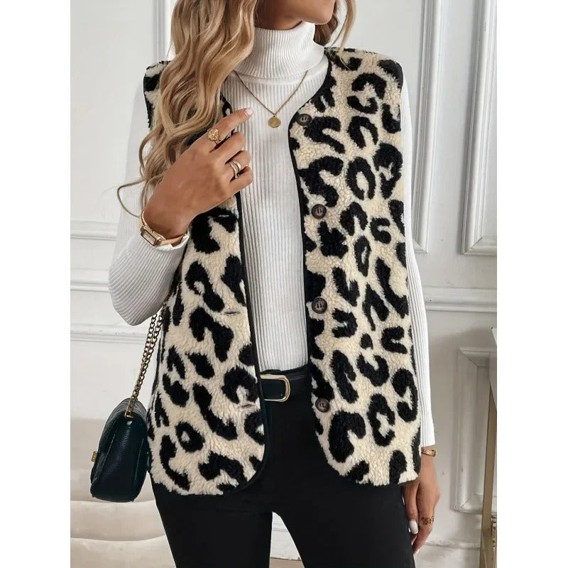 Dames Bontjas Leopardepotlood jas Elegant