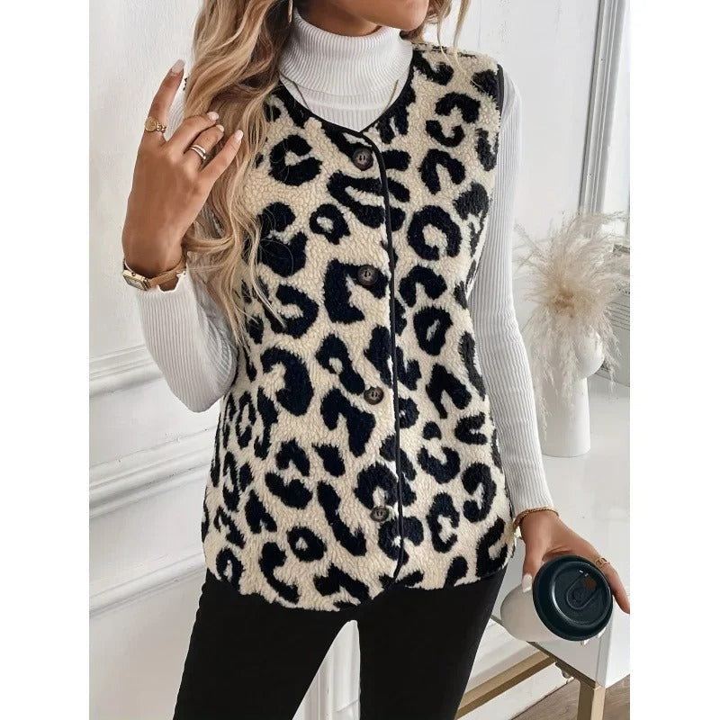 Dames Bontjas Leopardepotlood jas Elegant
