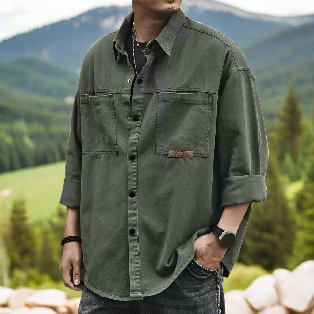 Oversize Mannen Overhemd Casuele Stijl