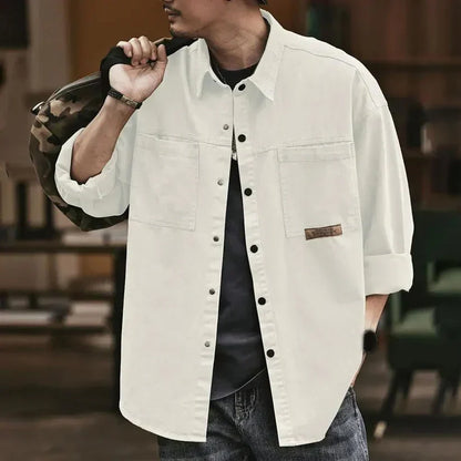 Oversize Mannen Overhemd Casuele Stijl