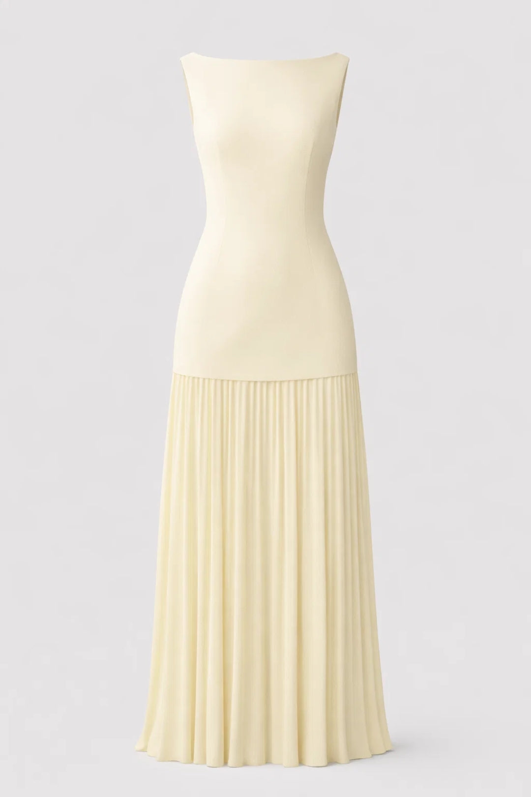Dames Maxi Jurk met Plissé Rok en Boothals Elegant Zwart - StudioMarella