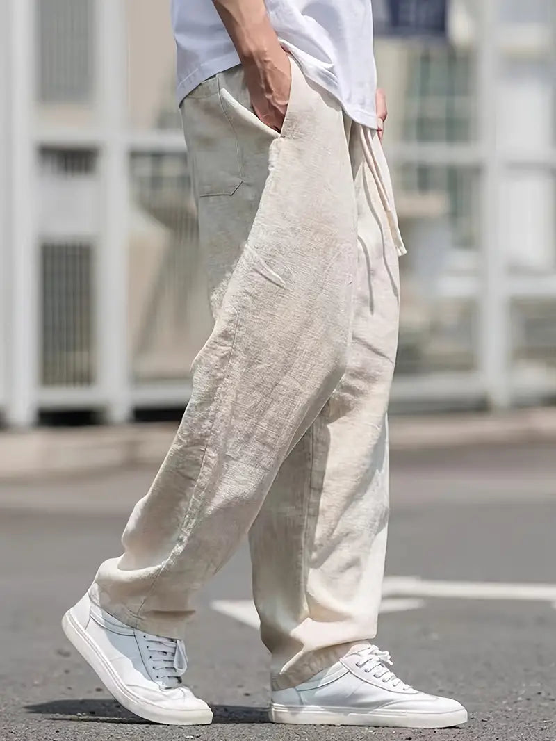Herense Jogger Broek van Linnen - Ruime Zomerpantalon voor Mannen