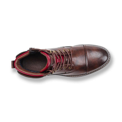 Heren Leren Boots Robuust met Rits en Veters Zwart