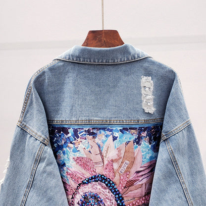 Leather Jack met Zonnebloem Print